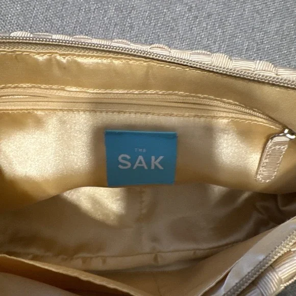 The Sak Women's Woven Taupe ribbon Purse Single Strap Zip Closure Lightweight - Picture 5 of 11